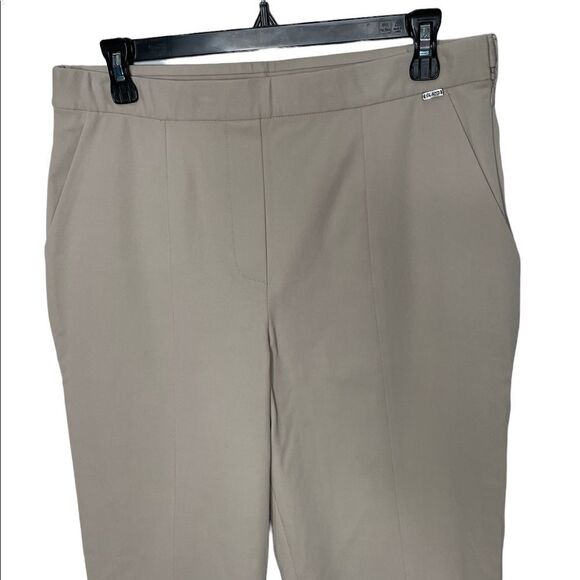 St John Cream Slim Dress Pants w/ Side Zip Closure Front Ankle Slit - Picture 5 of 15